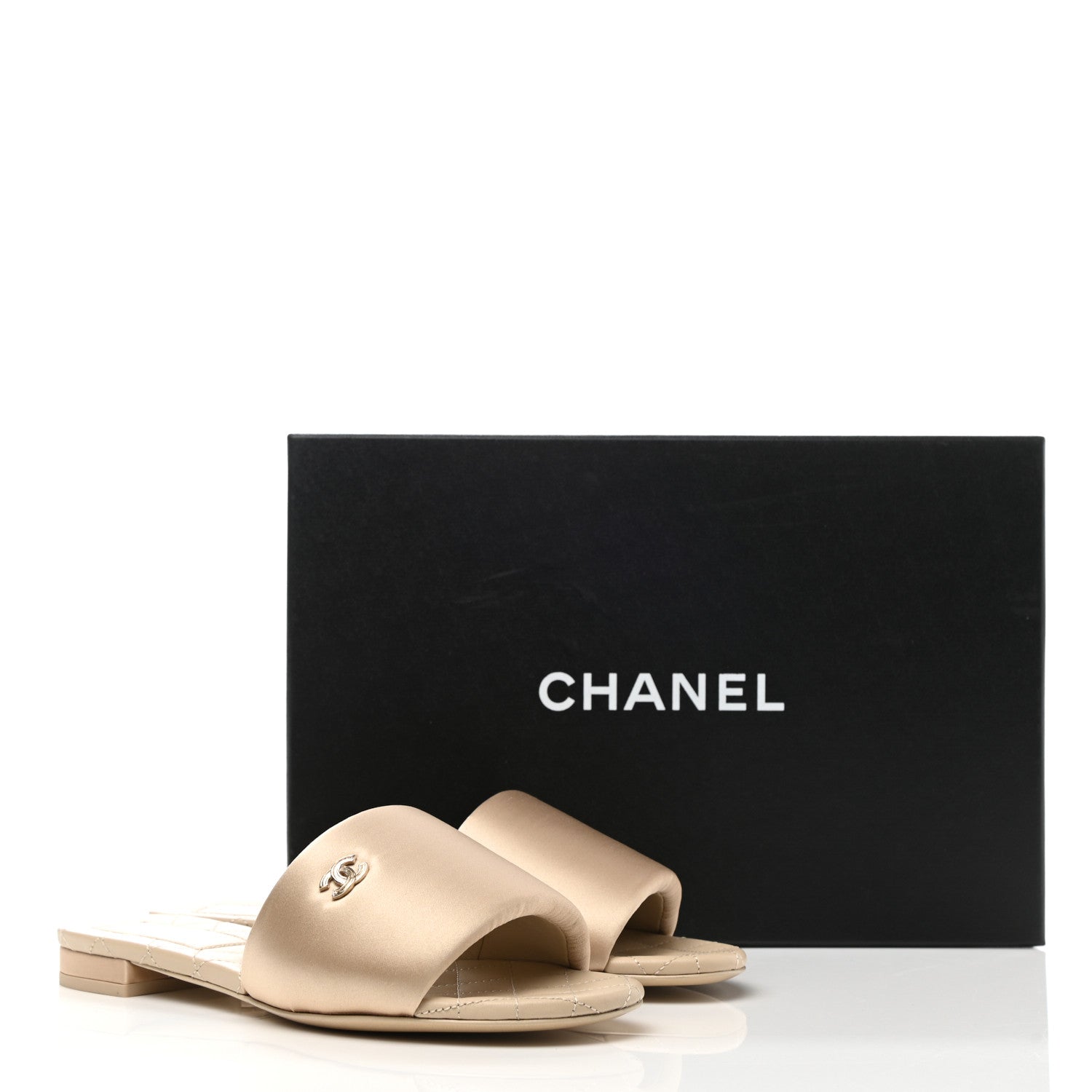 Chanel Satin Mule Sandals 37 Beige 9 of 9