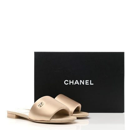 Chanel Satin Mule Sandals 37 Beige 9 of 9
