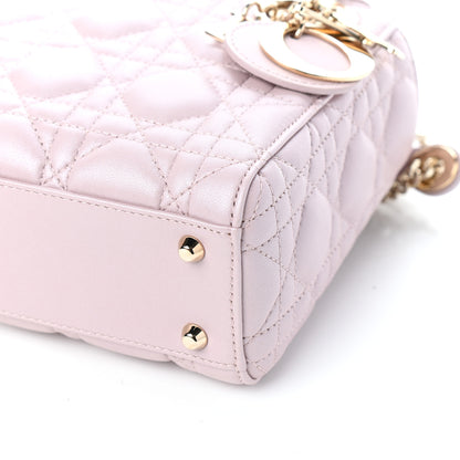 Christian Dior Metallic Lambskin Cannage Mini Lady Dior Lotus 17 of 17