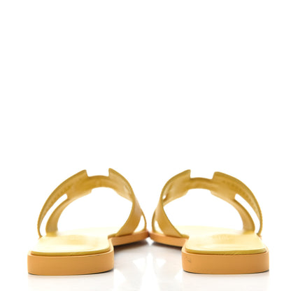 Hermes Calfskin Oran Sandals 37.5 Jaune Citron 7 of 10