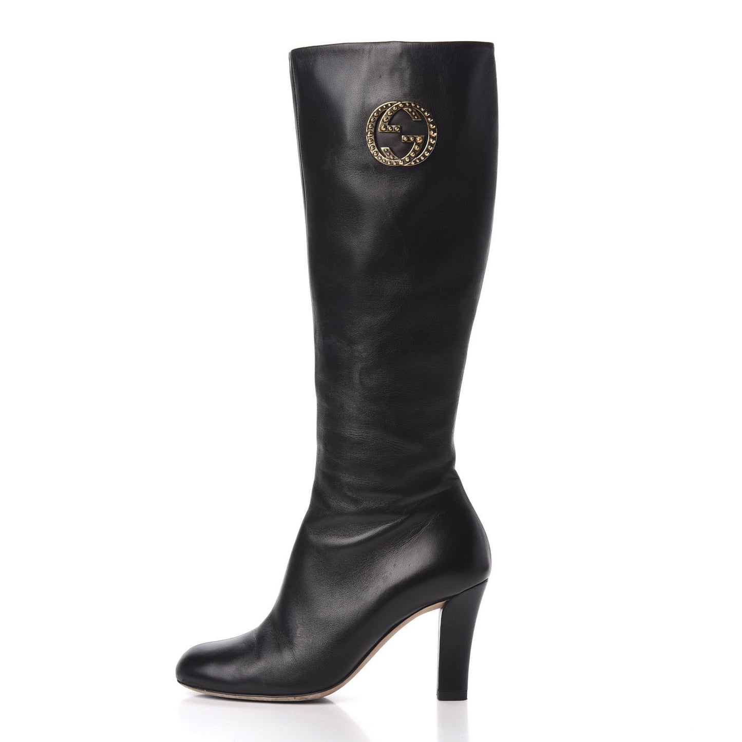 Calfskin Interlocking G Knee High Boots 38 Black