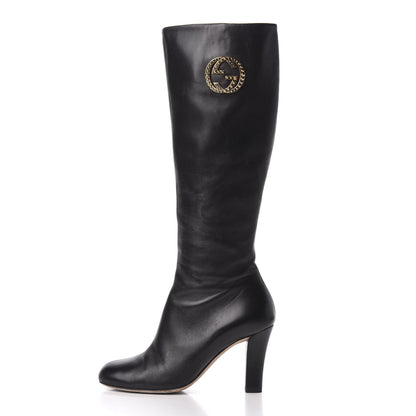 Gucci Calfskin Interlocking G Knee High Boots 38 Black 1 of 10