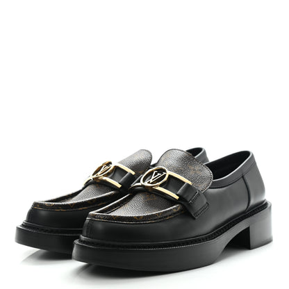 Louis Vuitton Monogram Calfskin Academy Loafers 39 Black 3 of 7