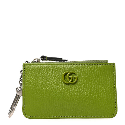 Gucci Dollar Calfskin Enamel Monochrome GG Marmont Key Case Card Holder Lemon Leaf 1 of 6