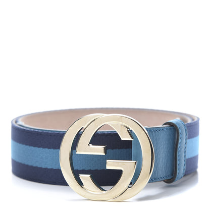 Gucci Calfskin Web Interlocking G Belt 95 38 Light Blue 1 of 5