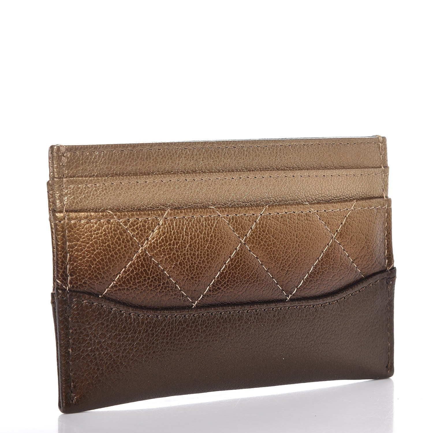 Chanel Metallic Goatskin Quilted Gabrielle Card Holder Bronze 3 of 9