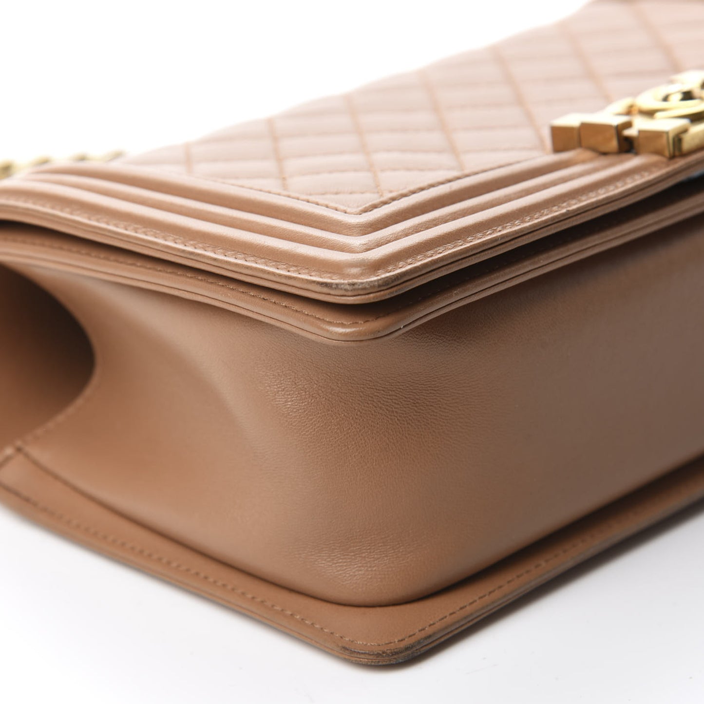 Lambskin Quilted Medium Boy Flap Beige