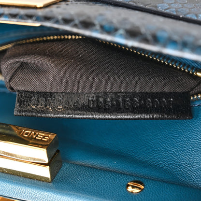 Fendi Python Shiny Nappa Mini Peekaboo Iconic Satchel Blue Jeans 8 of 14