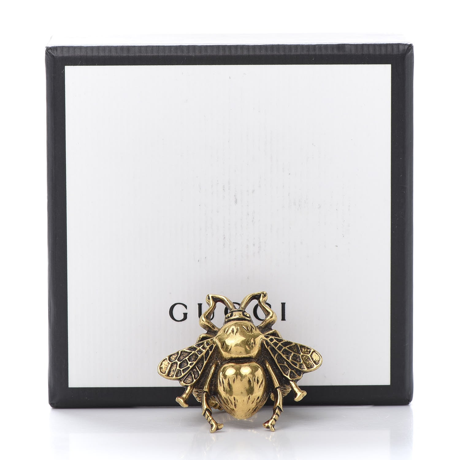 Gucci Metal Enamel Bee Ring 6.5 Aged Gold 7 of 7