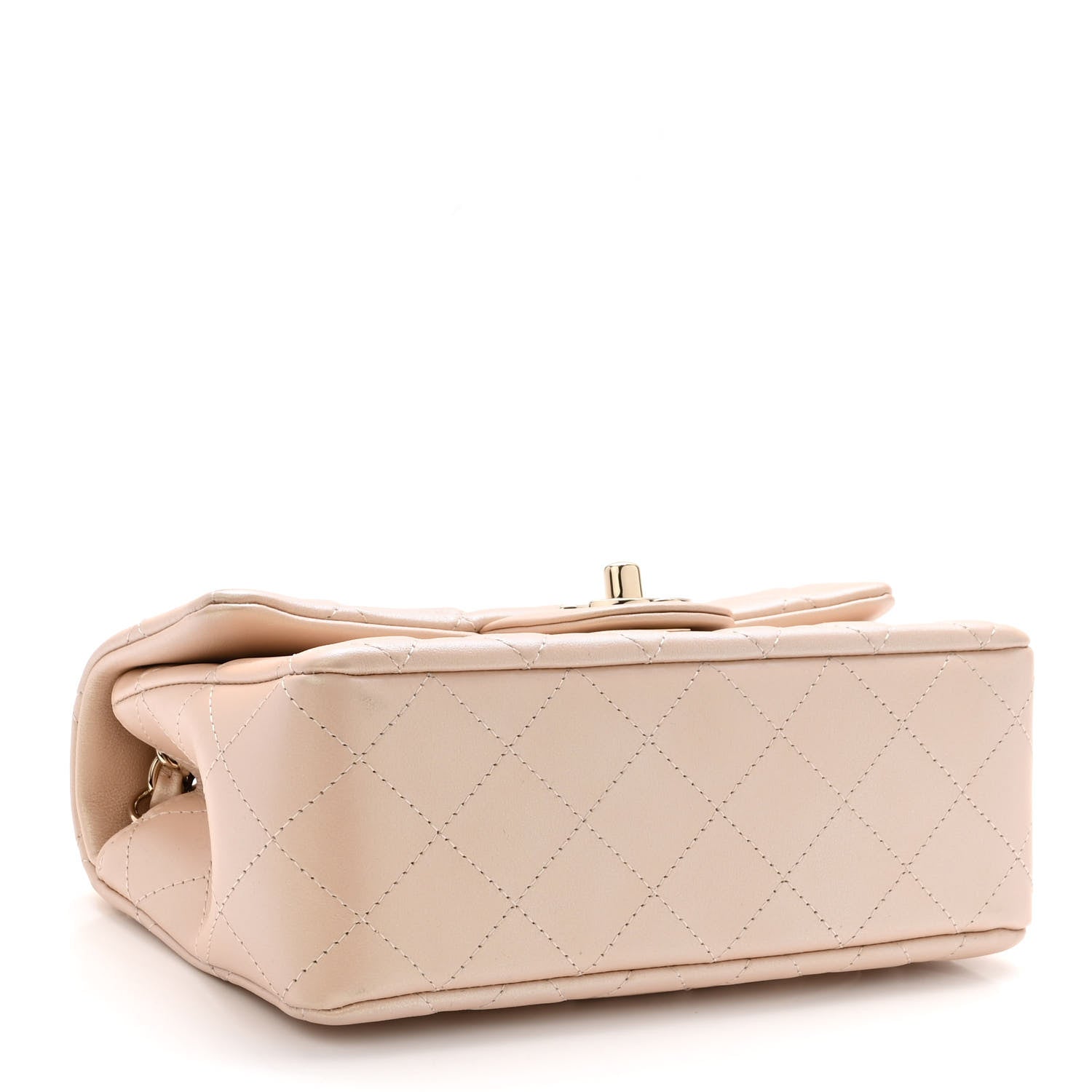 Chanel Iridescent Calfskin Quilted Mini Rectangular Flap Beige 4 of 10