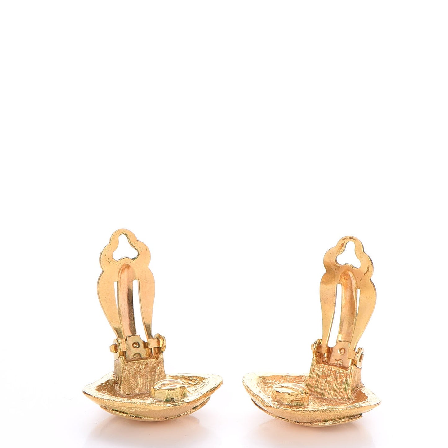 CC Square Clip On Earrings Gold