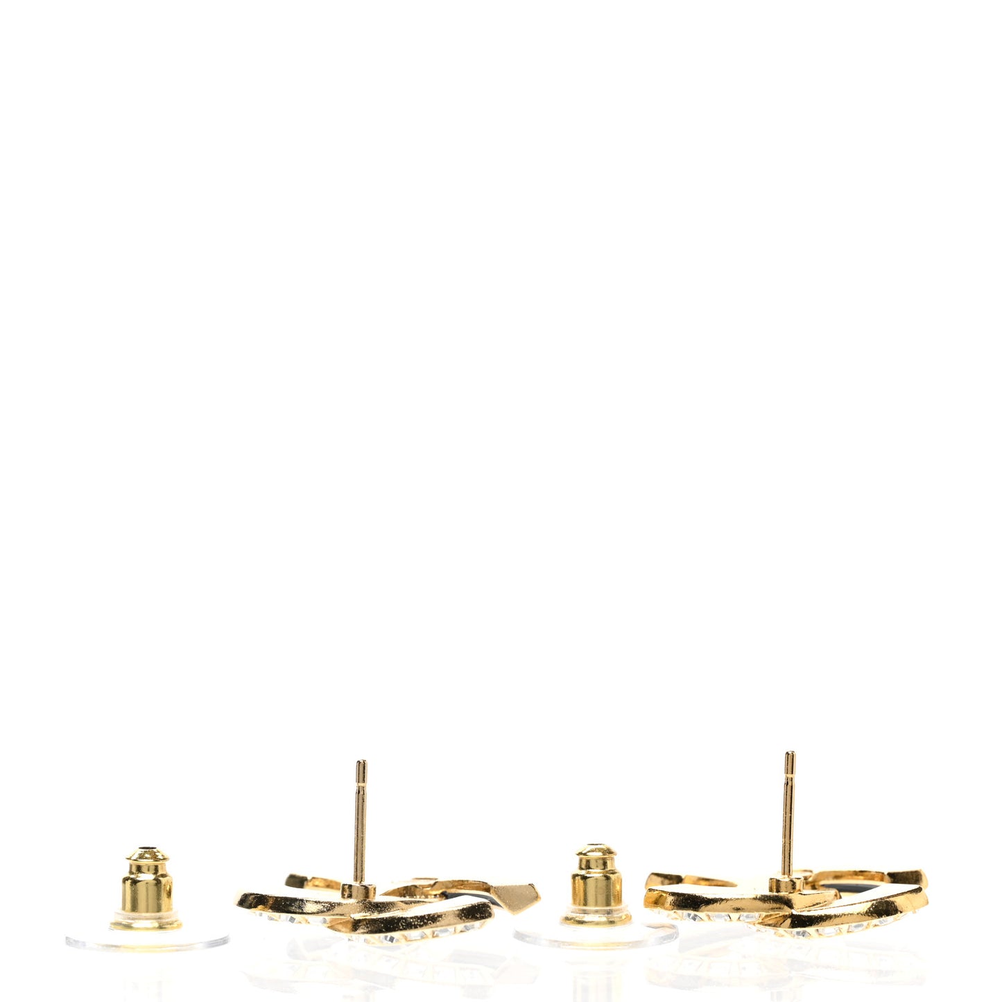 Baguette Crystal Enamel CC Earrings Gold Black