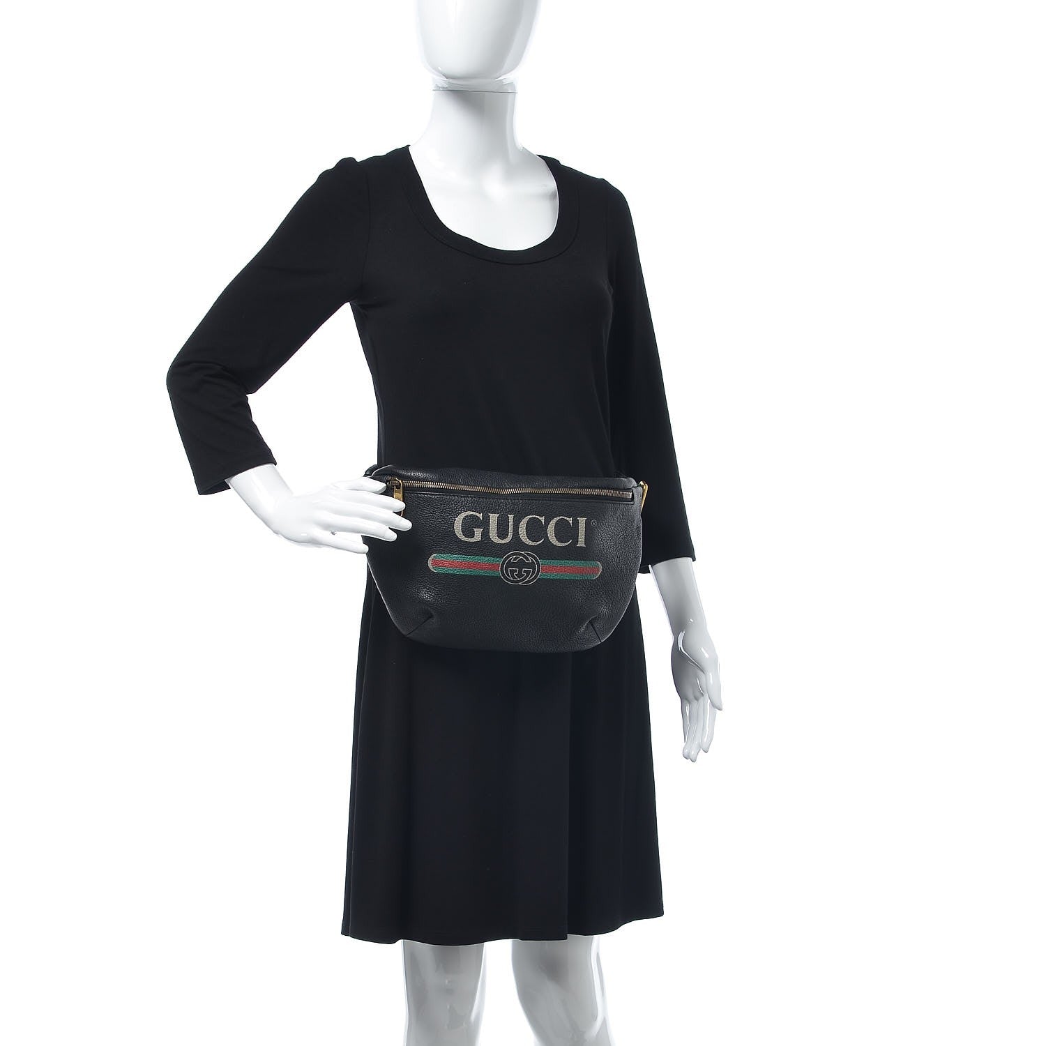 Gucci Grained Calfskin Logo Belt Bag Black 2 of 9