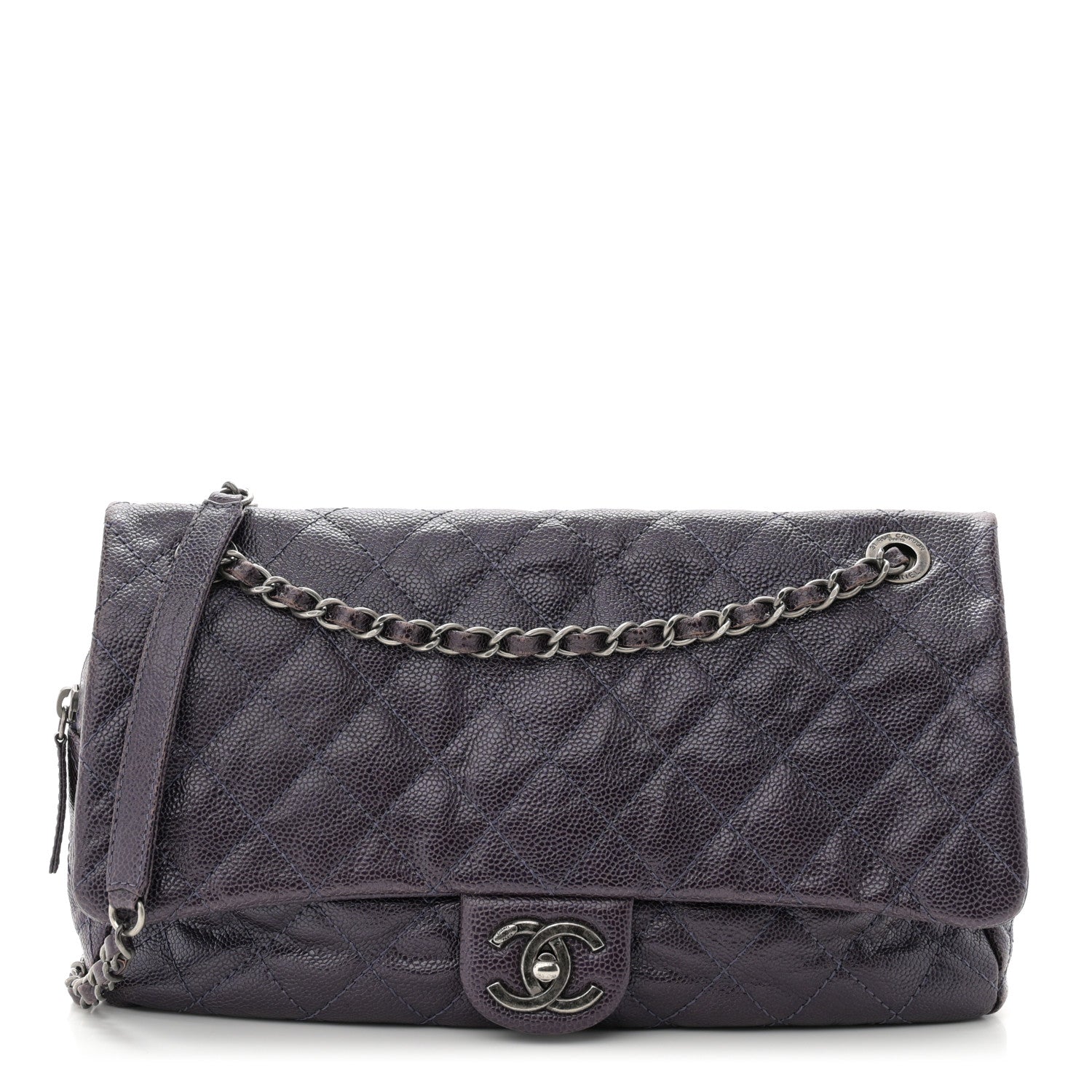 Chanel Iridescent Caviar Quilted Large Chic Flap Dark Purple 1 of 10