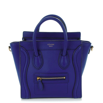 Celine Drummed Calfskin Nano Luggage Indigo 1 of 8