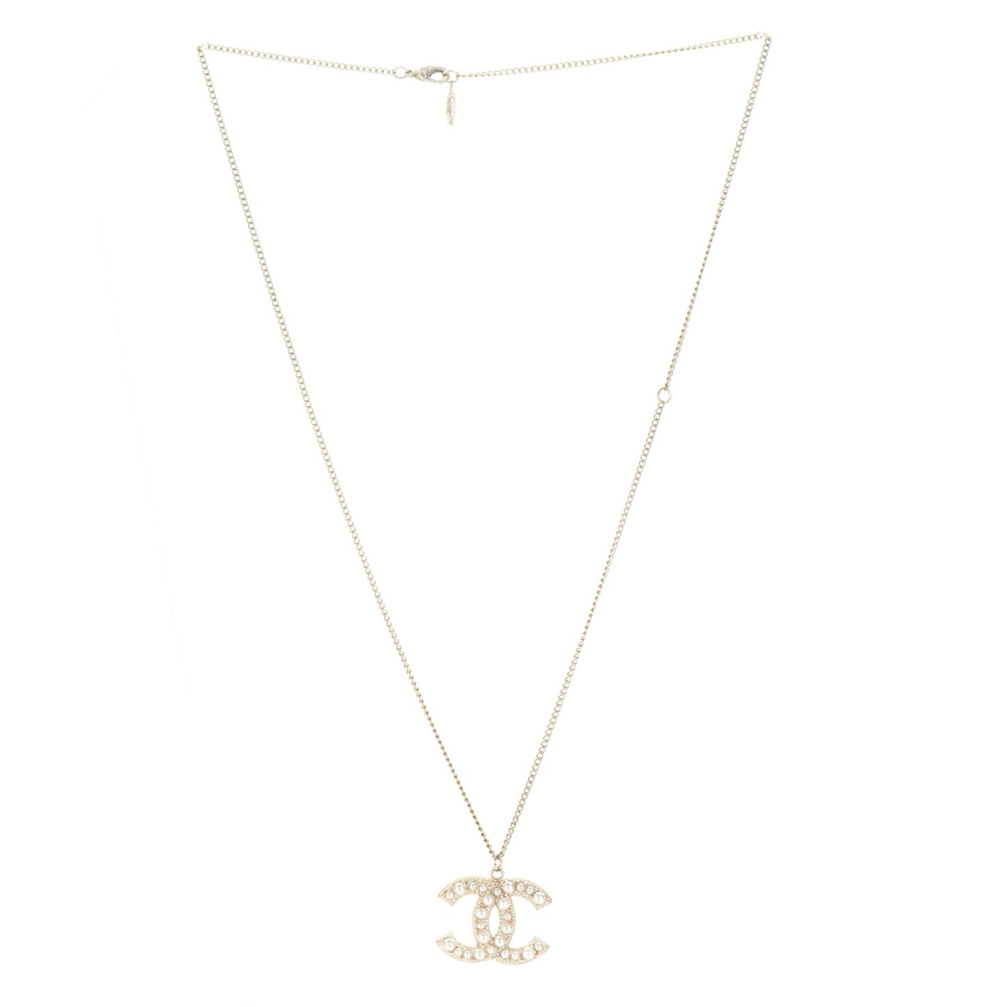 Pearl CC Pendant Necklace Gold