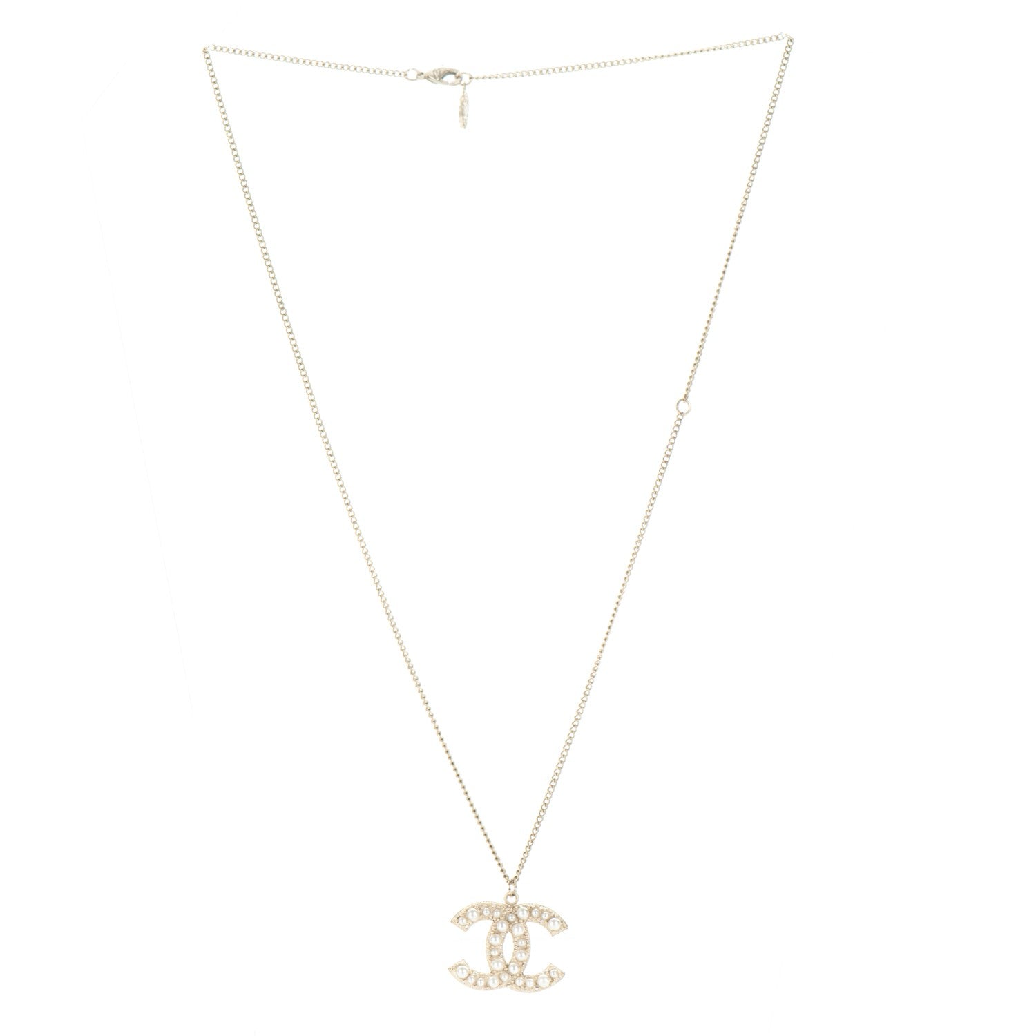 Chanel Pearl CC Pendant Necklace Gold 3 of 7
