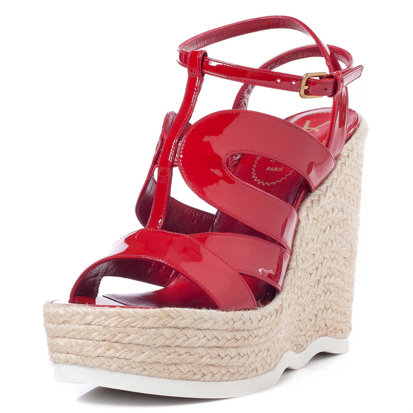 Patent Saint Malo Platform Espadrille Wedge Sandals 38 NEW Red