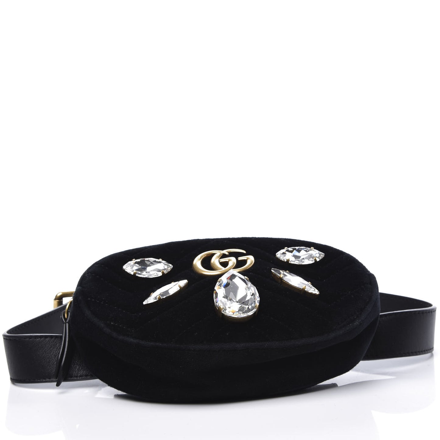 Velvet Matelasse Marquise Crystals GG Marmont Belt Bag 85 34 Black