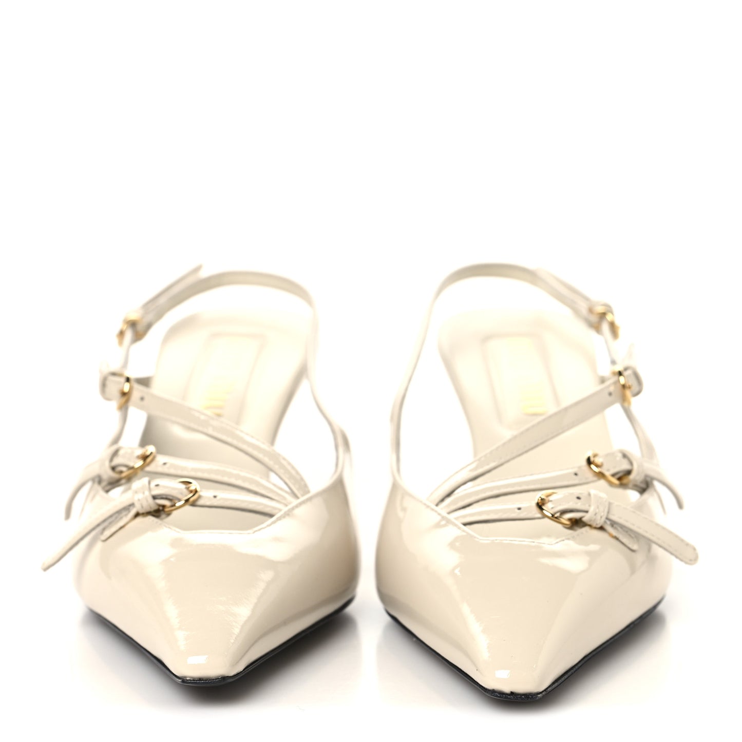 Vernice Buckle 55mm Slingback Pumps 37 White