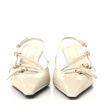 Miu Miu Vernice Buckle 55mm Slingback Pumps 37 White 3 of 8