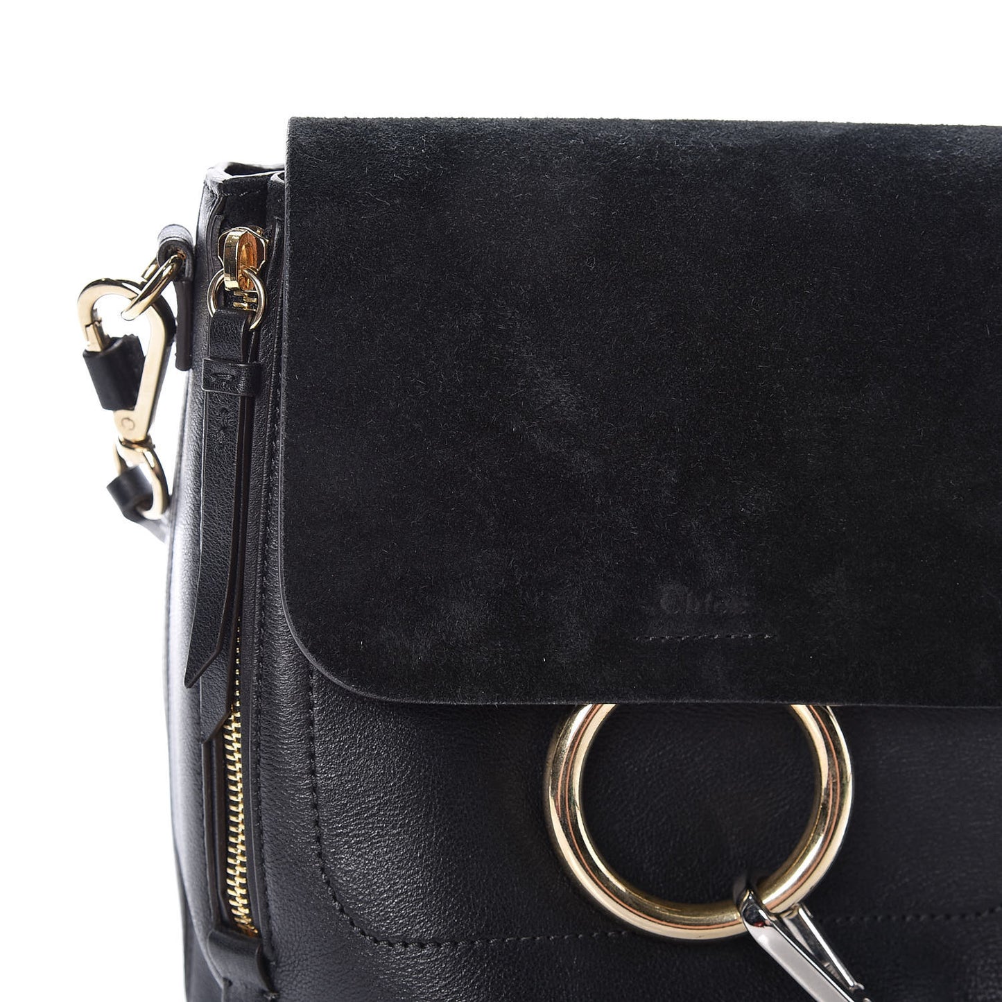 Suede Calfskin Small Faye Backpack Black