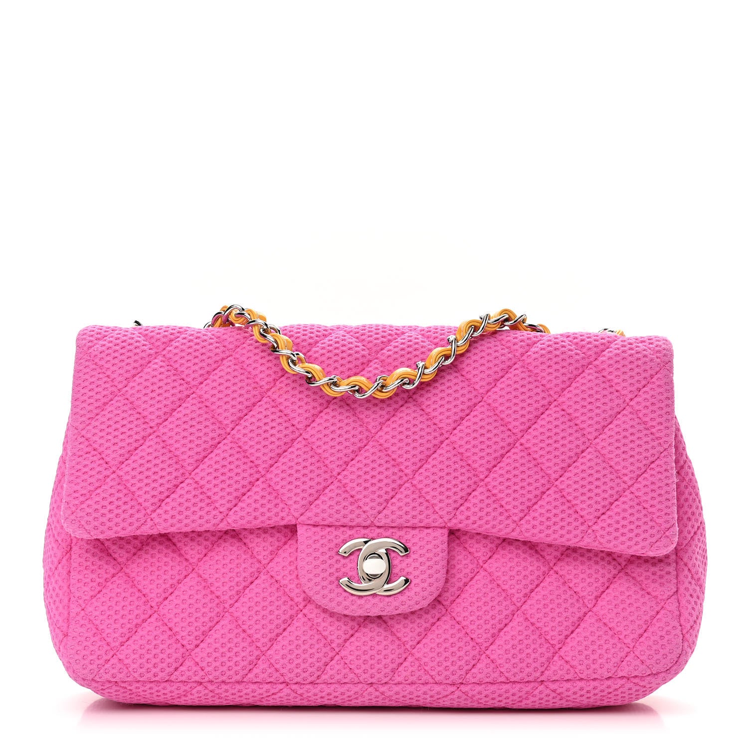 Chanel Neoprene Quilted Medium Single Flap Pink 1 of 10