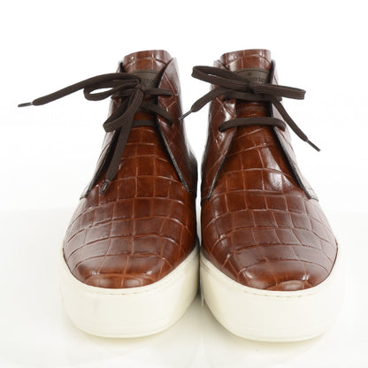 Louis Vuitton Calfskin Crocodile Embossed Trooper High Derby Sneakers 8.5 Brown 2 of 7