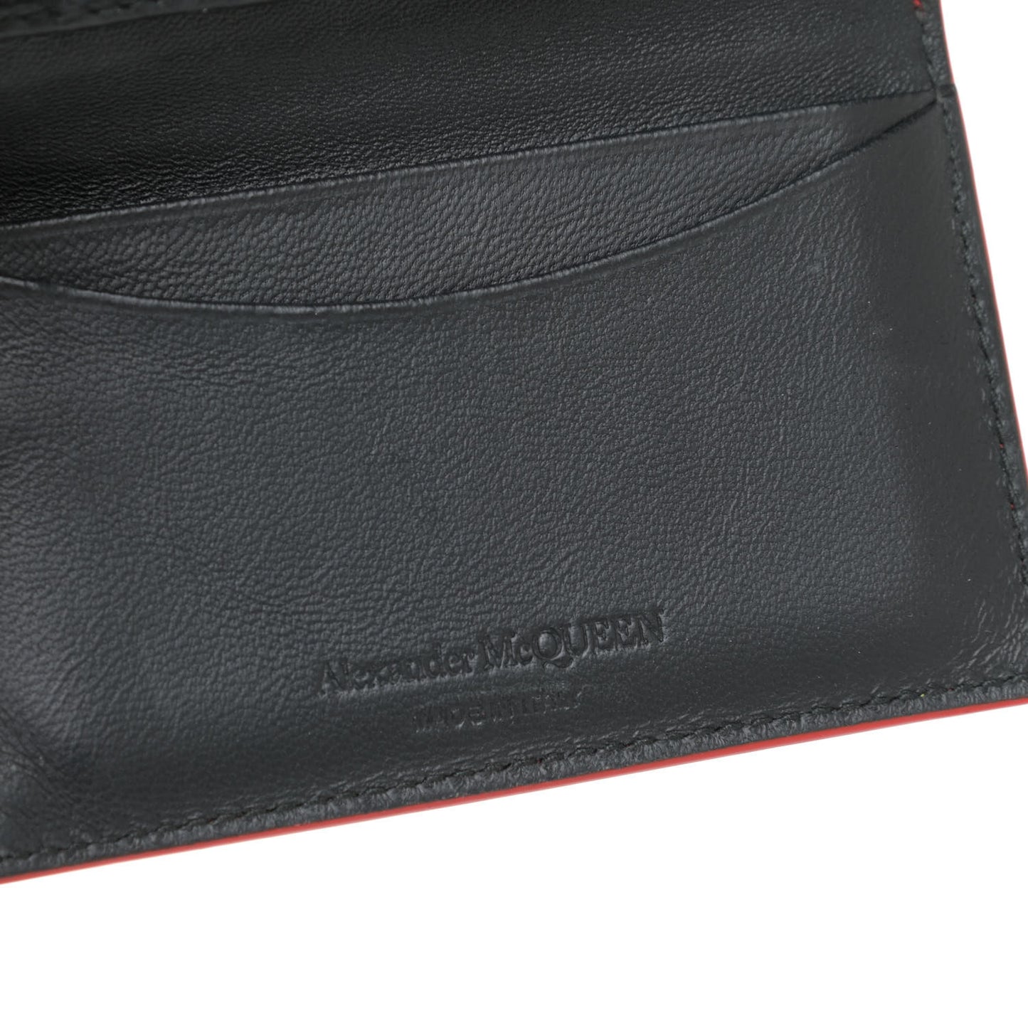 Grained Calfskin Small Skull Pocket Organizer Red