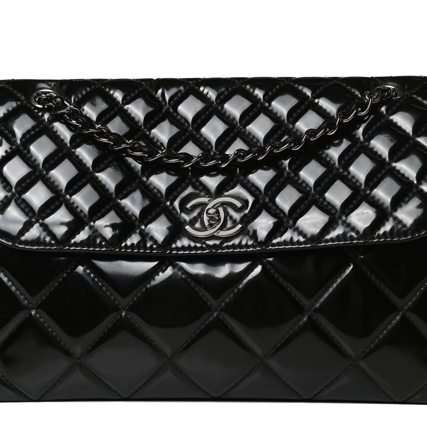 Vinyl Quilted In the Business Flap Bag Black