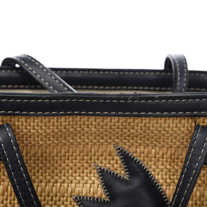 Gucci Calfskin Straw GG Monogram Mini Zoo Bird Tote Black Beige 10 of 10