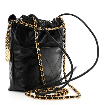 Chanel Shiny Crumpled Calfskin Quilted Pearl Mini Chanel 22 Black 3 of 11