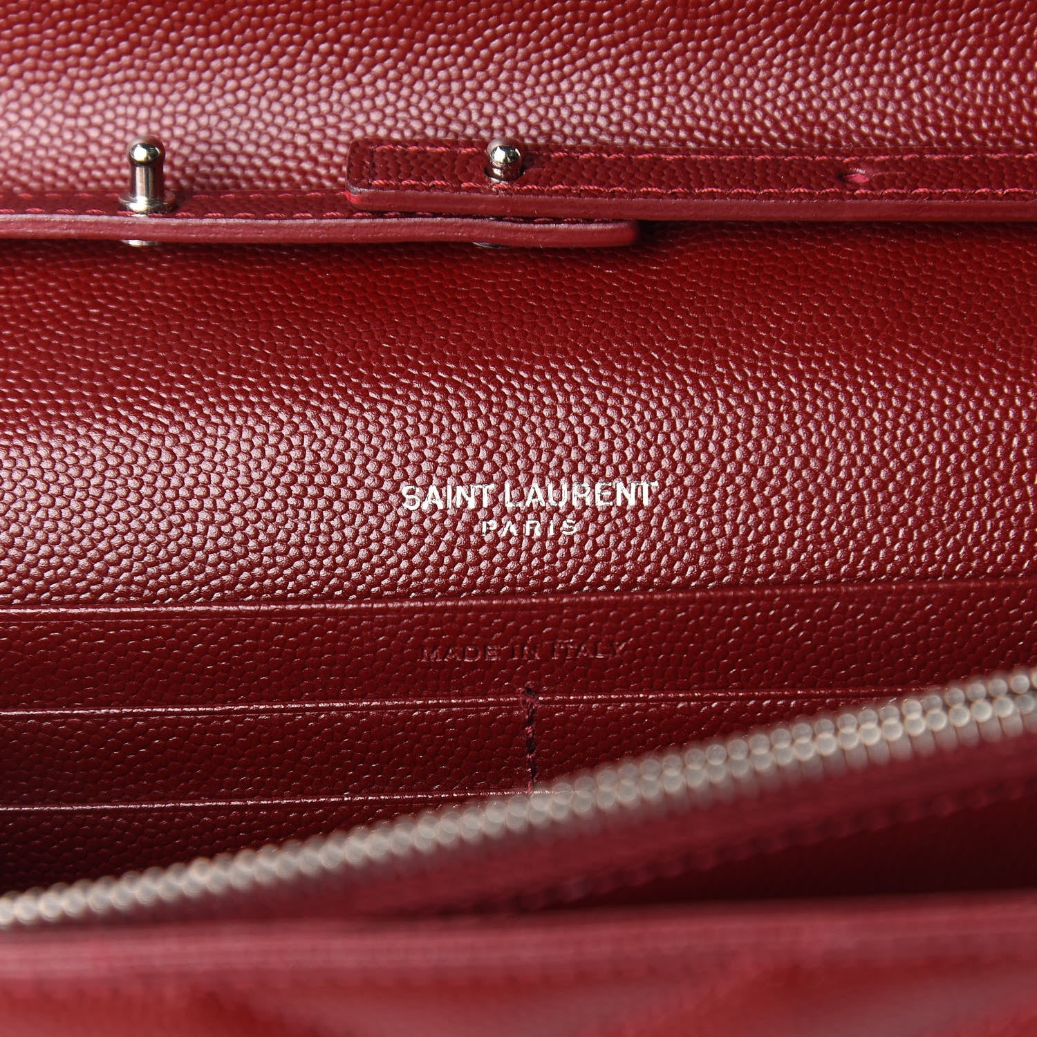 Saint Laurent Grain De Poudre Matelasse Chevron Monogram Chain Wallet Palissandre 8 of 10