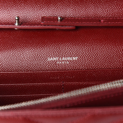 Saint Laurent Grain De Poudre Matelasse Chevron Monogram Chain Wallet Palissandre 8 of 10
