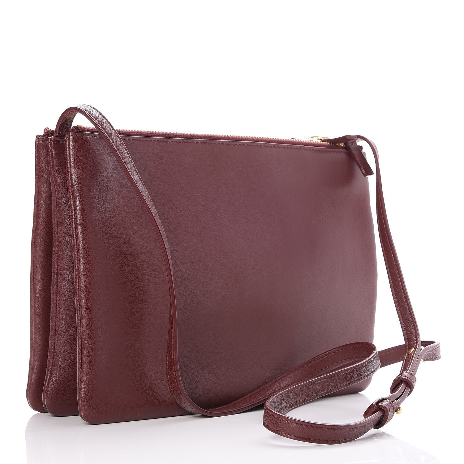 Celine Lambskin Large Trio Crossbody Bag Burgundy 3 of 7