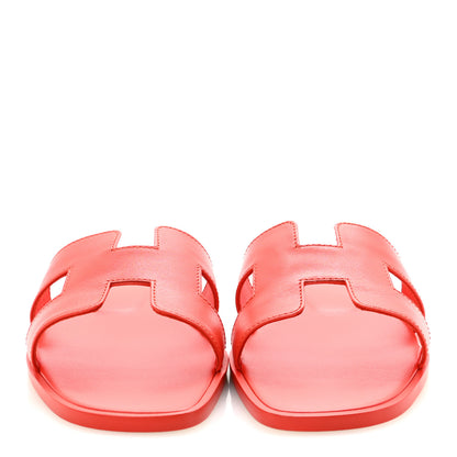 Hermes Box Calfskin Oran Sandals 37 Rouge Grenadine 3 of 10