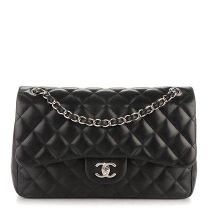 Chanel Lambskin Quilted Jumbo Double Flap Black 1 of 8