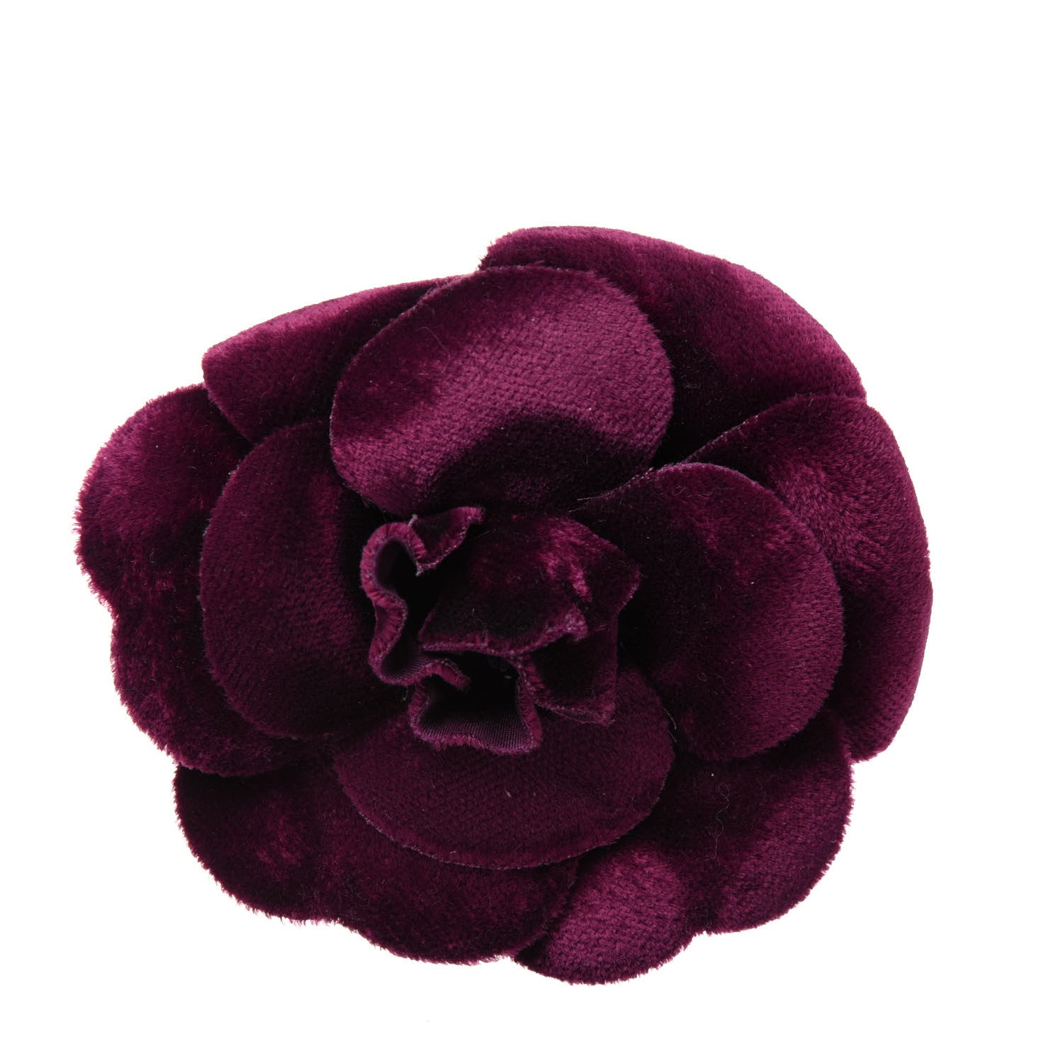 Chanel Velvet Camellia Brooch Pin Bordeaux 1 of 4