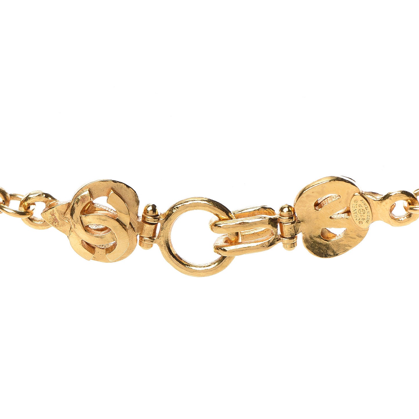 CC Chain Pendant Long Necklace Gold