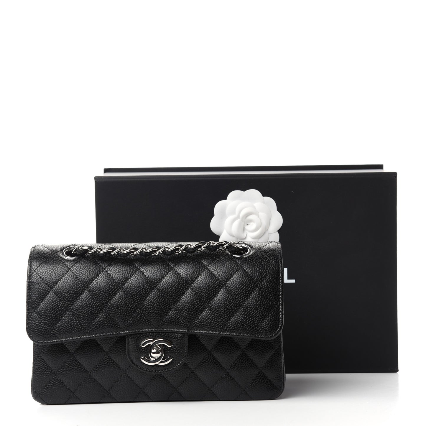 Caviar Quilted Small Double Flap Black