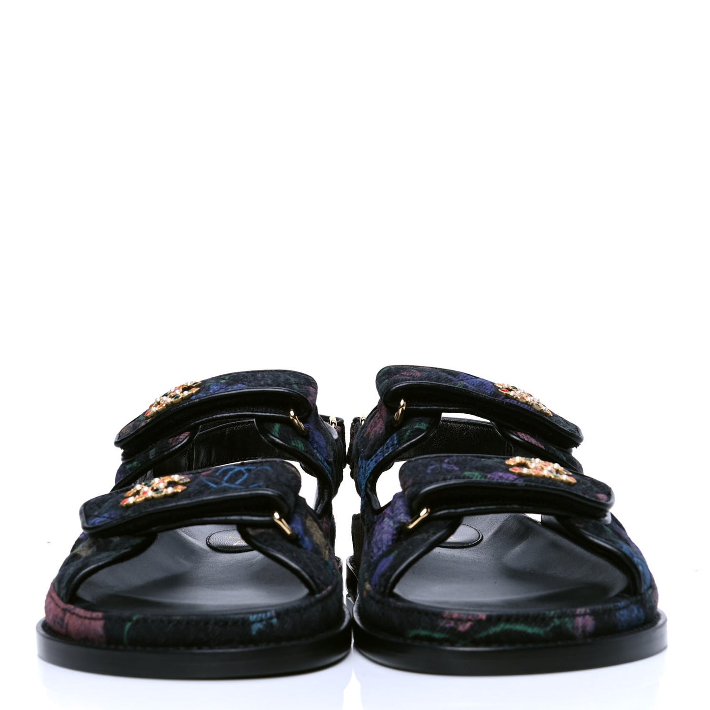 Denim Quilted Dad Sandals 37.5 Black Multicolor
