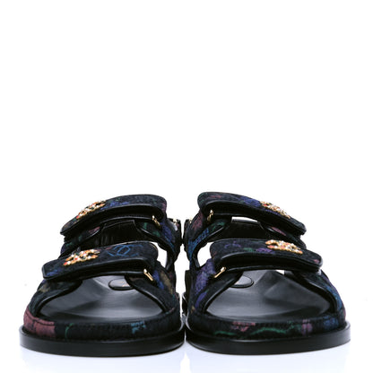 Chanel Denim Quilted Dad Sandals 37.5 Black Multicolor 2 of 4