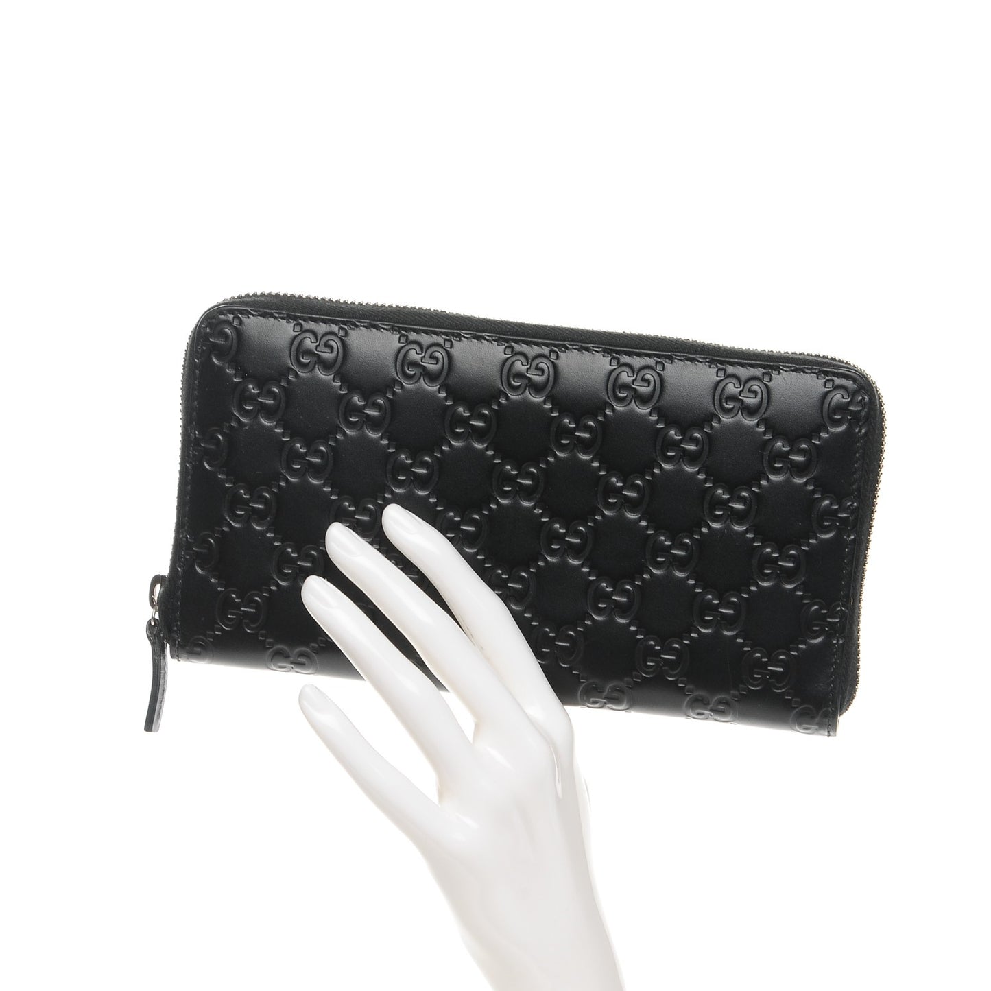 Guccissima Signature Zip Around Organizer Wallet Black