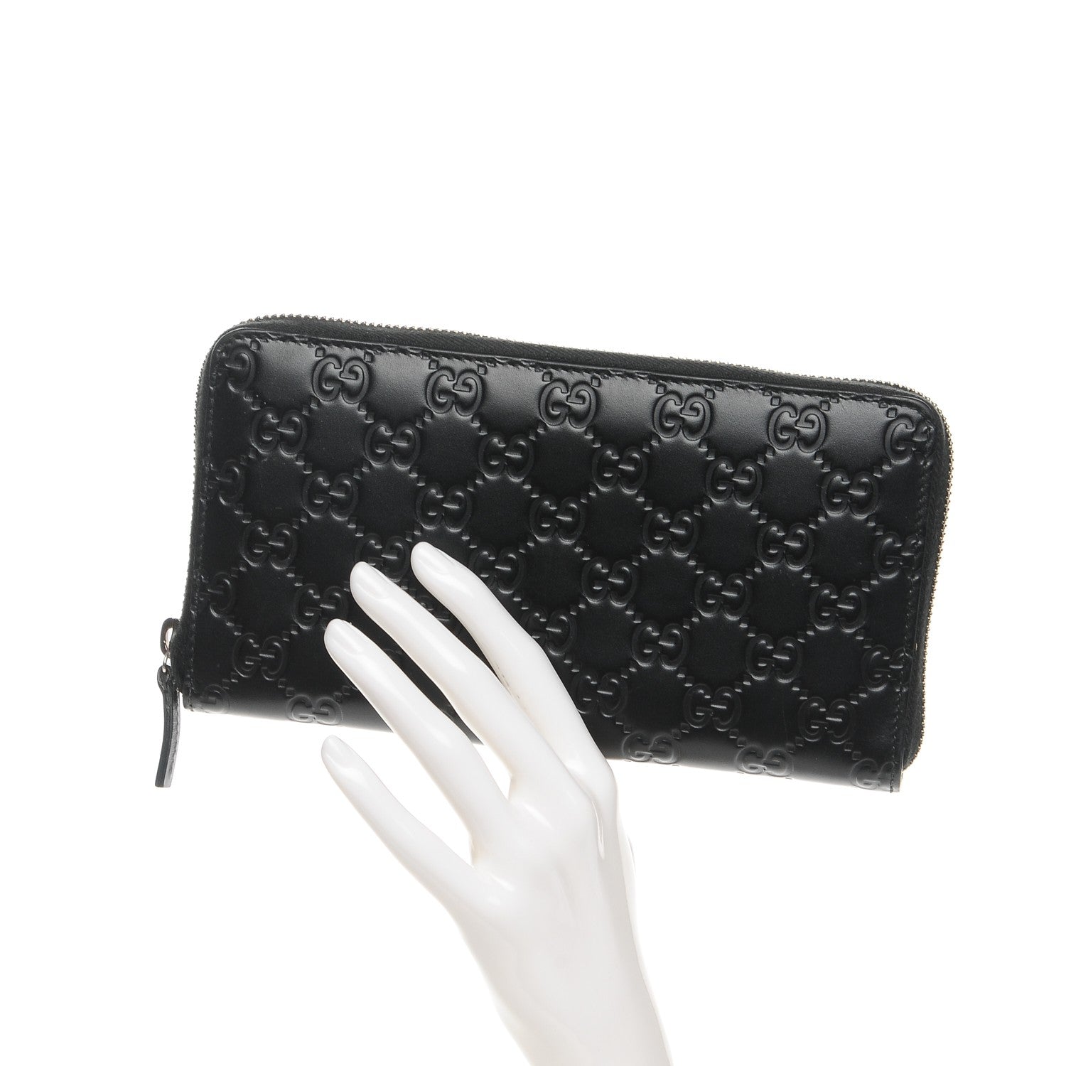Gucci Guccissima Signature Zip Around Organizer Wallet Black 2 of 7