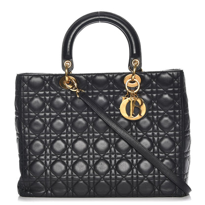 Christian Dior Lambskin Cannage Large Lady Dior Black 1 of 10