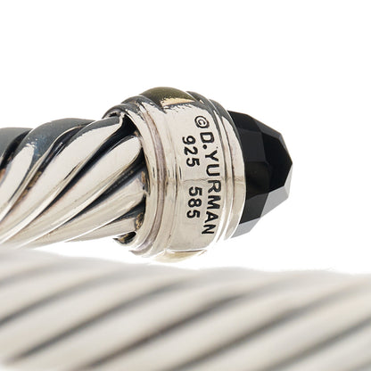 David Yurman Sterling Silver 14K Yellow Gold Black Onyx 7mm Cable Classics Bracelet 4 of 5