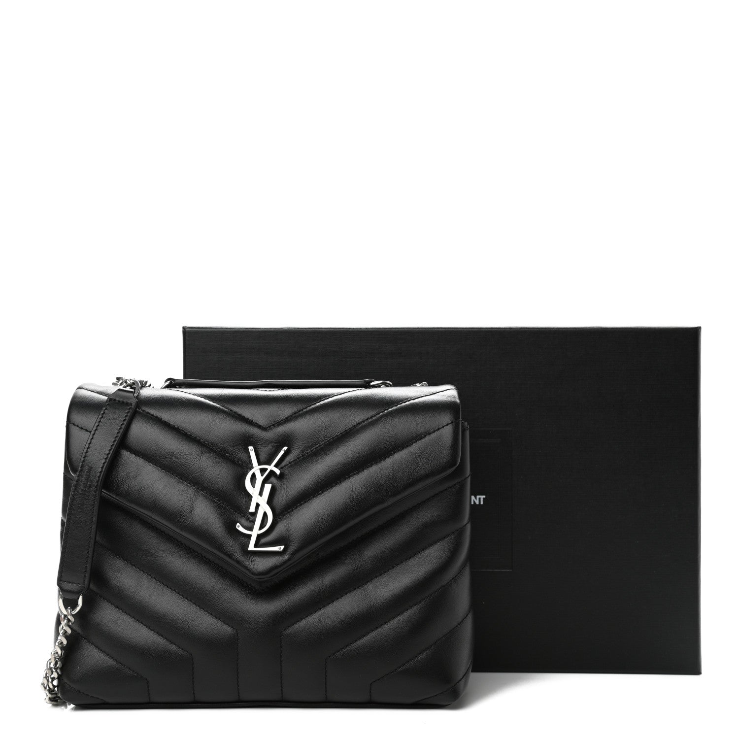 Saint Laurent Calfskin Y Quilted Monogram Small Loulou Chain Satchel Black 12 of 12