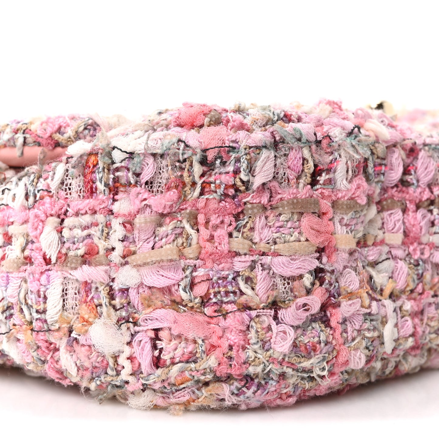 Tweed Mini Pearl Handle Flap Pink Beige Orange Ecru