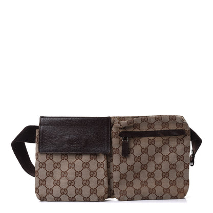 Gucci GG Monogram Web Double Pocket Belt Bag Ebony 1 of 4