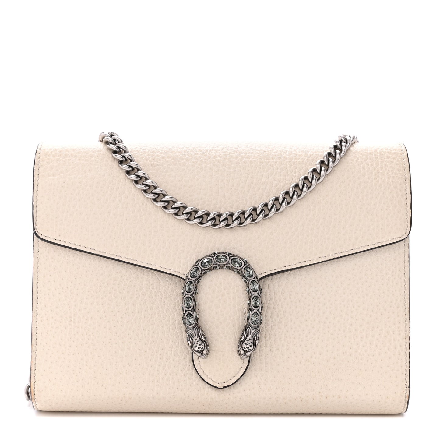 Dollar Calfskin Mini Dionysus Chain Wallet Mystic White